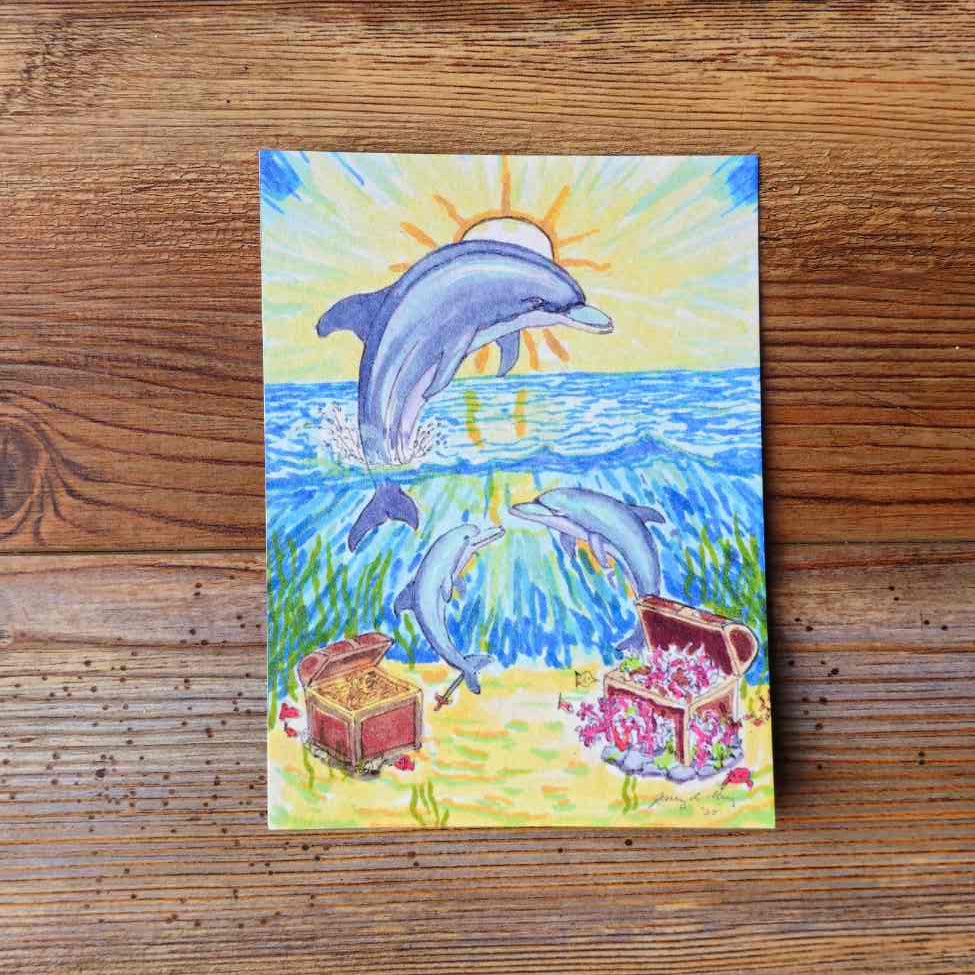 The Dolphin Handpainted Animal Alchemy Print By Jezzatron