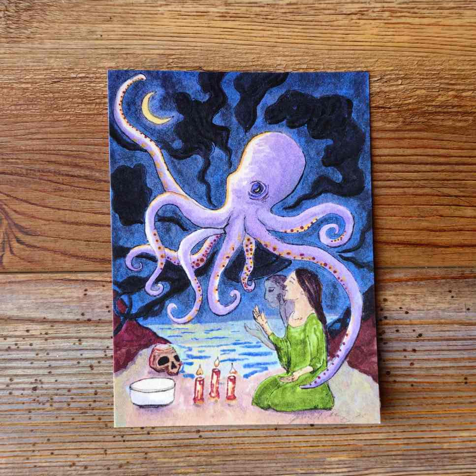 The Octopus Handpainted Animal Alchemy Print By Jezzatron