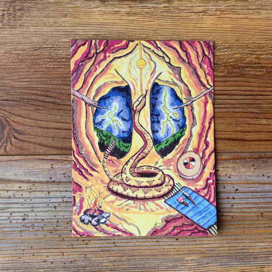 The Rattlesnake Handpainted Animal Alchemy Print By Jezzatron