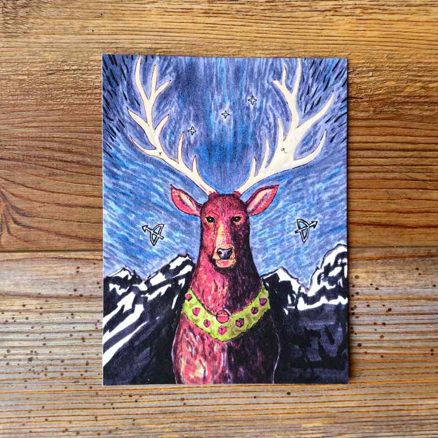 The Stag Handpainted Animal Alchemy Print By Jezzatron