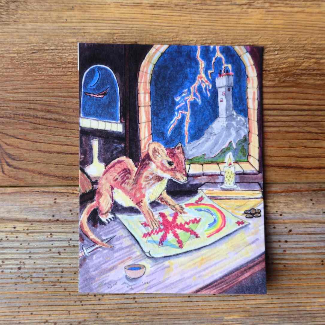 The Weasel Handpainted Animal Alchemy Print By Jezzatron