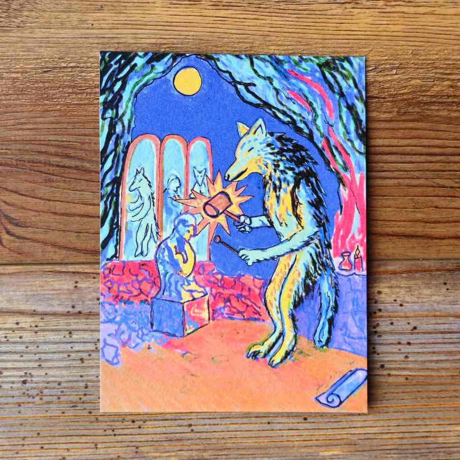 The Wolf Handpainted Animal Alchemy Print By Jezzatron