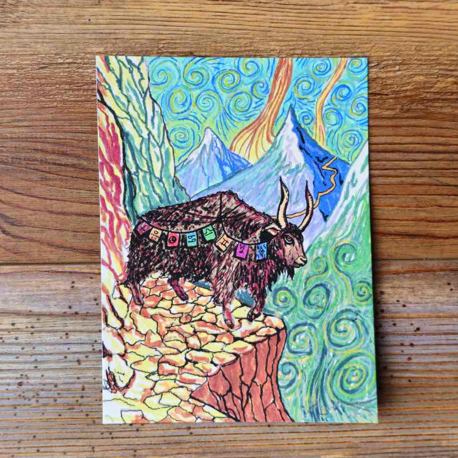 The Yak Handpainted Animal Alchemy Print By Jezzatron