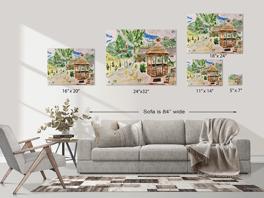 "Gazebo and Garden" - Low Profile Gallery Wrapped Canvas - Choose Your Size
