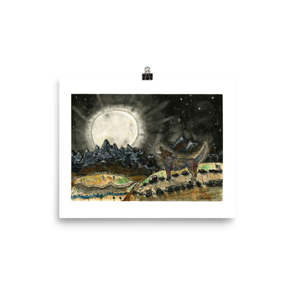 “Cosmic Coyote on Montañas Tetonas” open ed. Giclee print