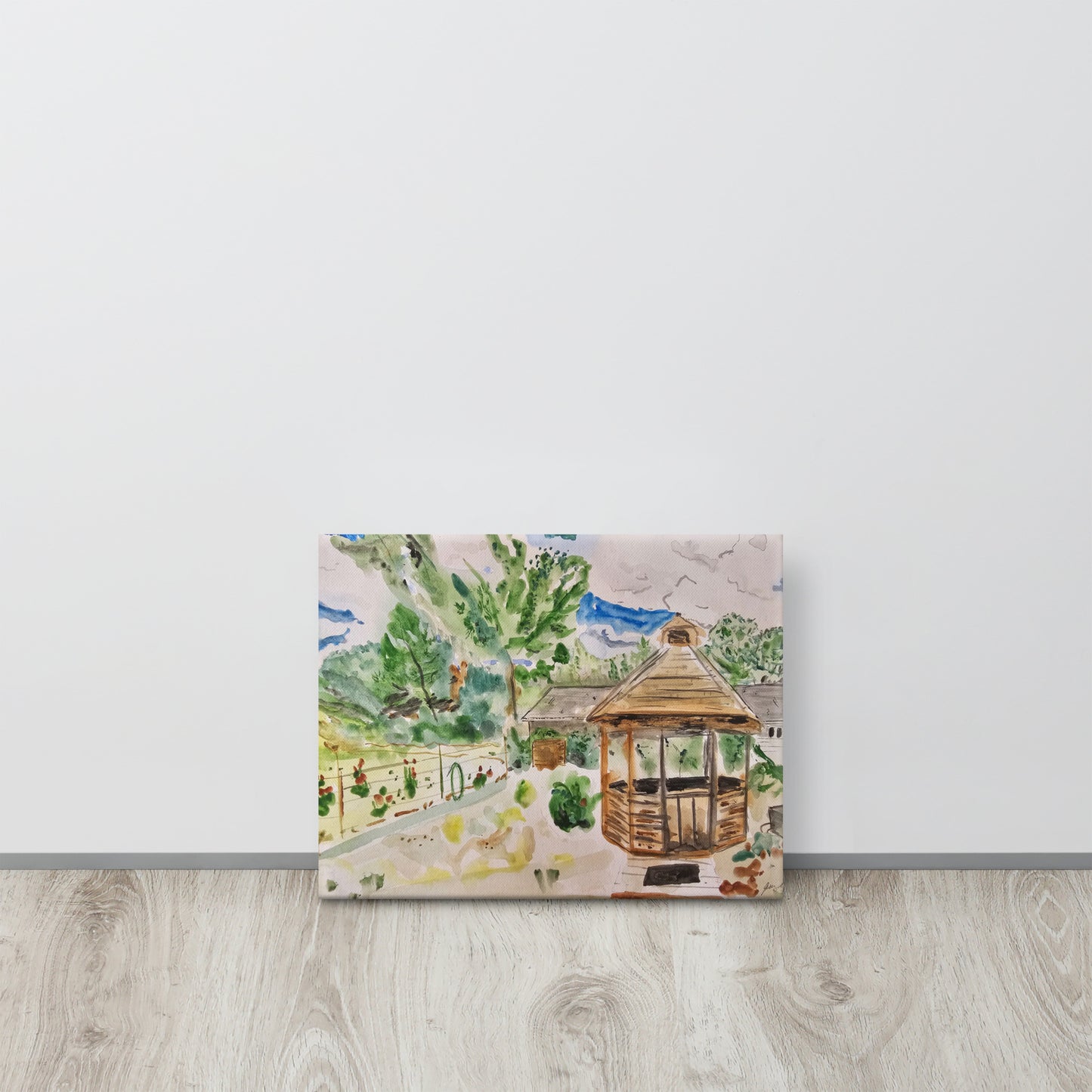 "Gazebo and Garden" - Low Profile Gallery Wrapped Canvas - Choose Your Size