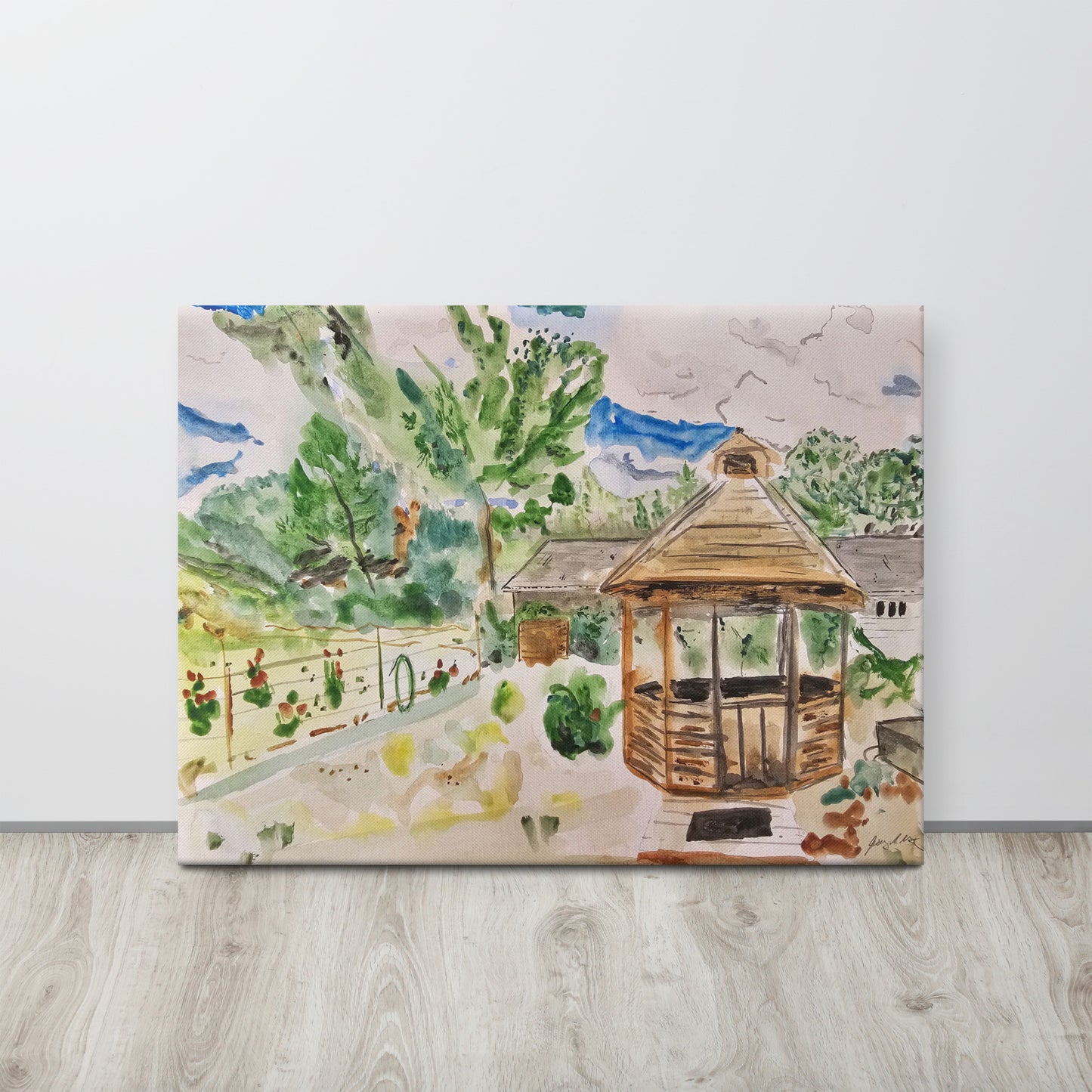 "Gazebo and Garden" - Low Profile Gallery Wrapped Canvas - Choose Your Size