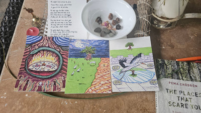 This month's three cards, and the poem that came with them.