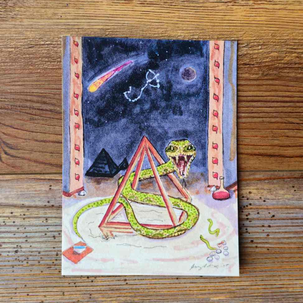 The Adder Handpainted Animal Alchemy Print By Jezzatron