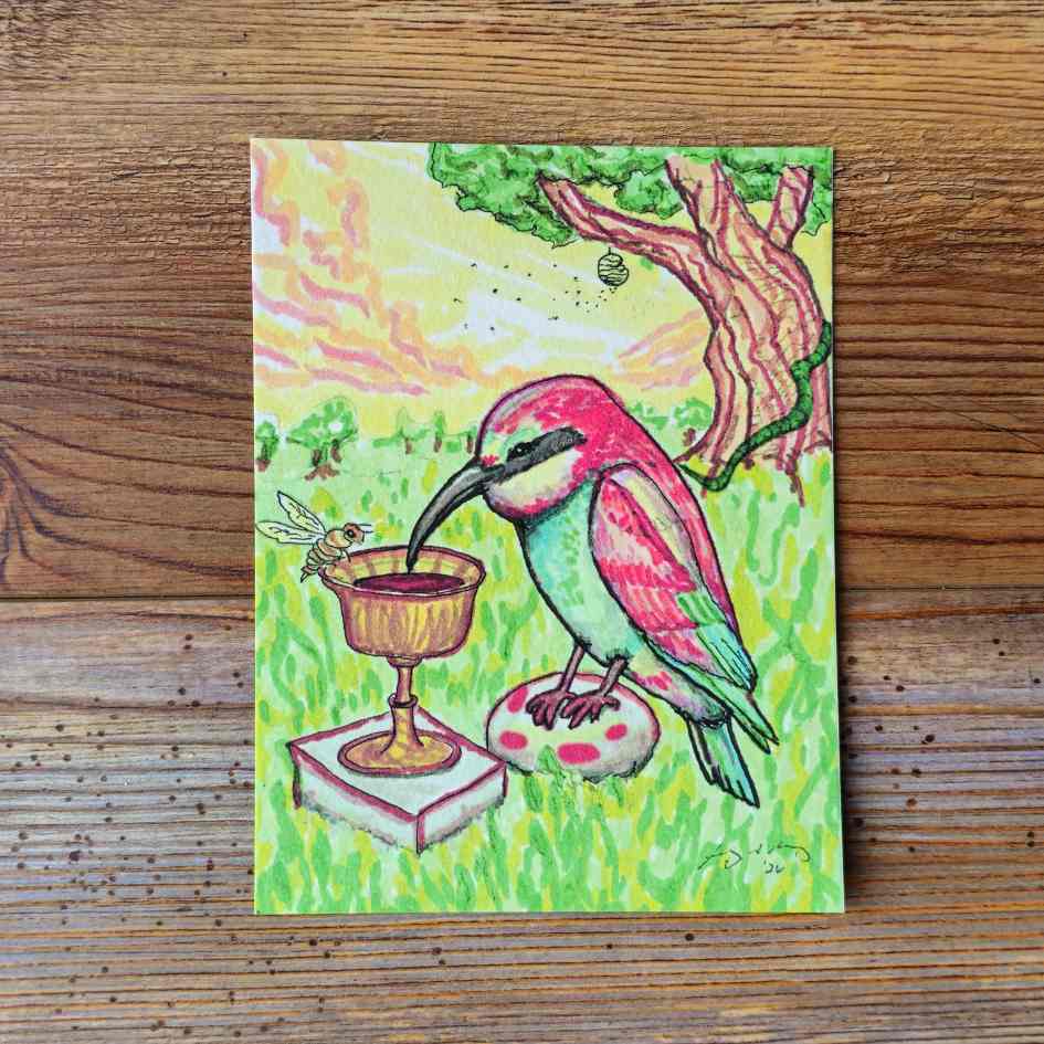The Beeeater Handpainted Animal Alchemy Print By Jezzatron