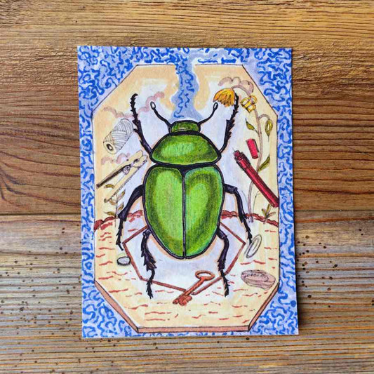 The Beetle Handpainted Animal Alchemy Print By Jezzatron