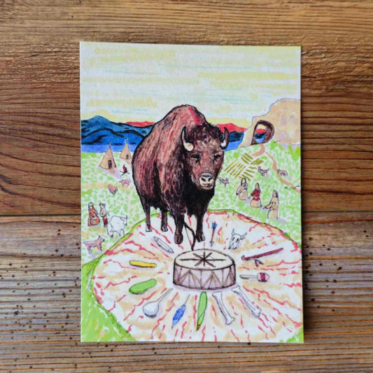 The Buffalo Handpainted Animal Alchemy Print By Jezzatron