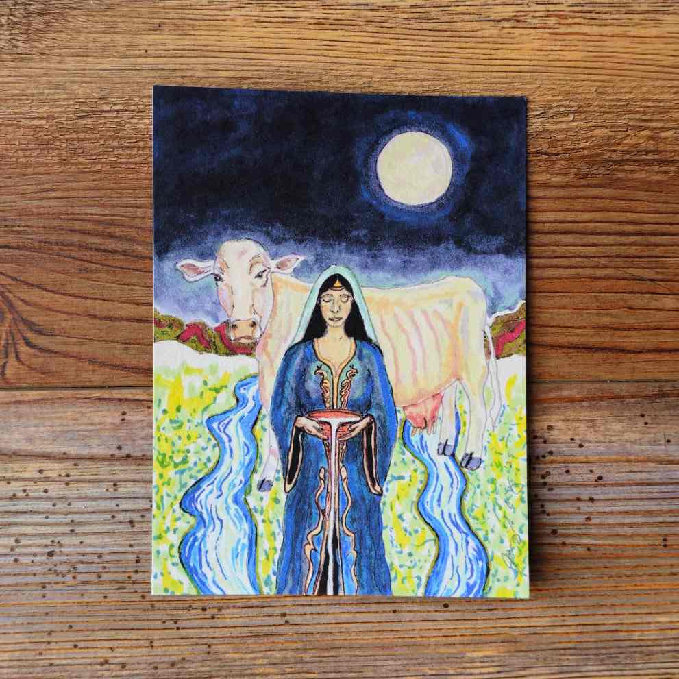 The Cow Handpainted Animal Alchemy Print By Jezzatron