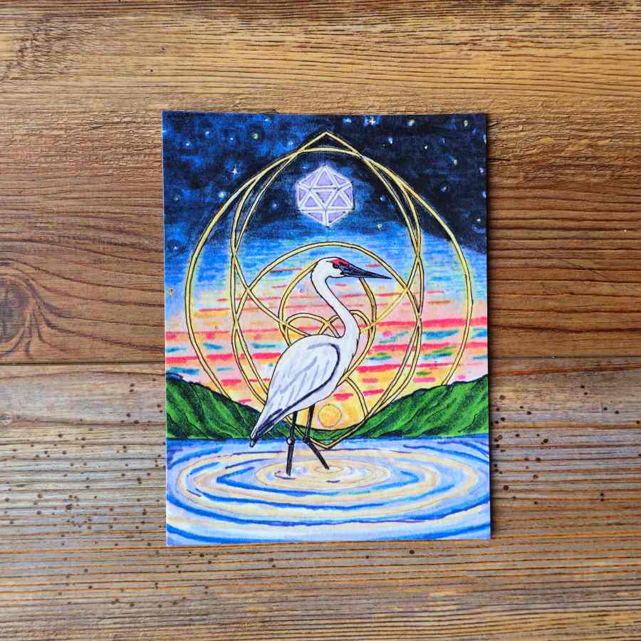 The Crane Handpainted Animal Alchemy Print By Jezzatron
