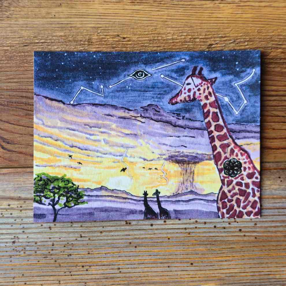 The Giraffe Handpainted Animal Alchemy Print By Jezzatron