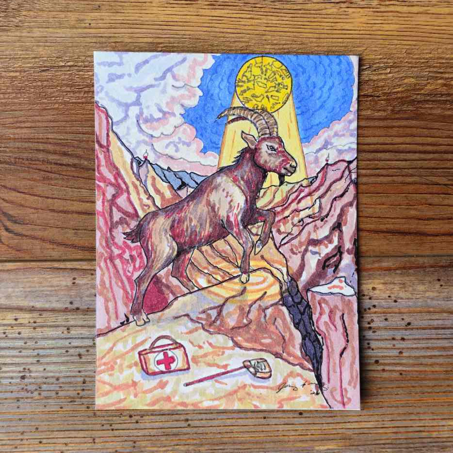 The Goat Handpainted Animal Alchemy Print By Jezzatron