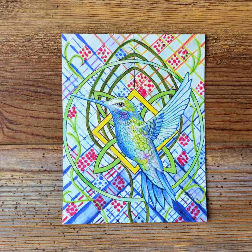 The Hummingbird Handpainted Animal Alchemy Print By Jezzatron