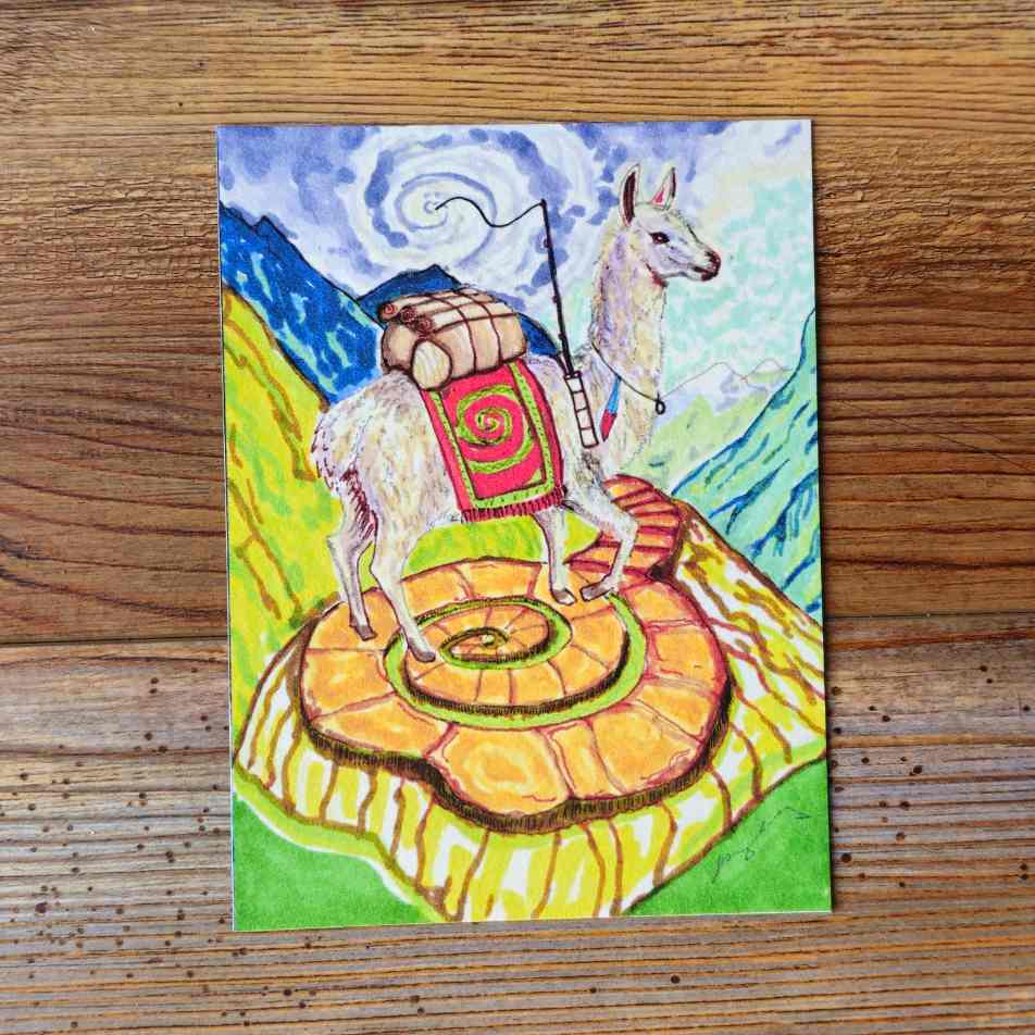 The Llama Handpainted Animal Alchemy Print By Jezzatron