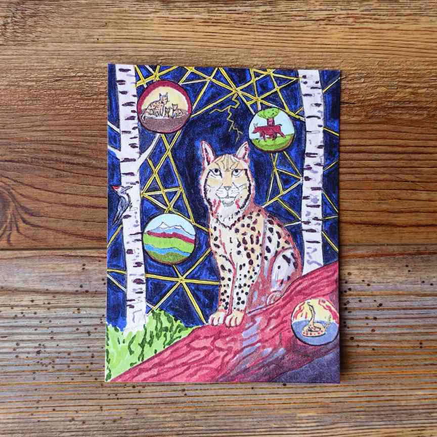 The Lynx Handpainted Animal Alchemy Print By Jezzatron