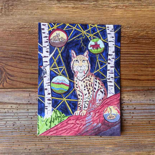 The Lynx Handpainted Animal Alchemy Print By Jezzatron