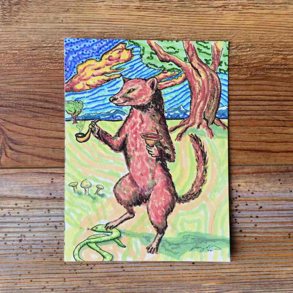 The Mongoose Handpainted Animal Alchemy Print By Jezzatron