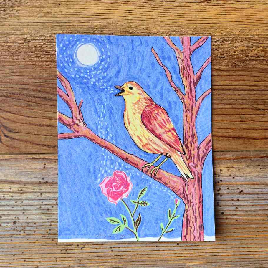 The Nightingale Handpainted Animal Alchemy Print By Jezzatron