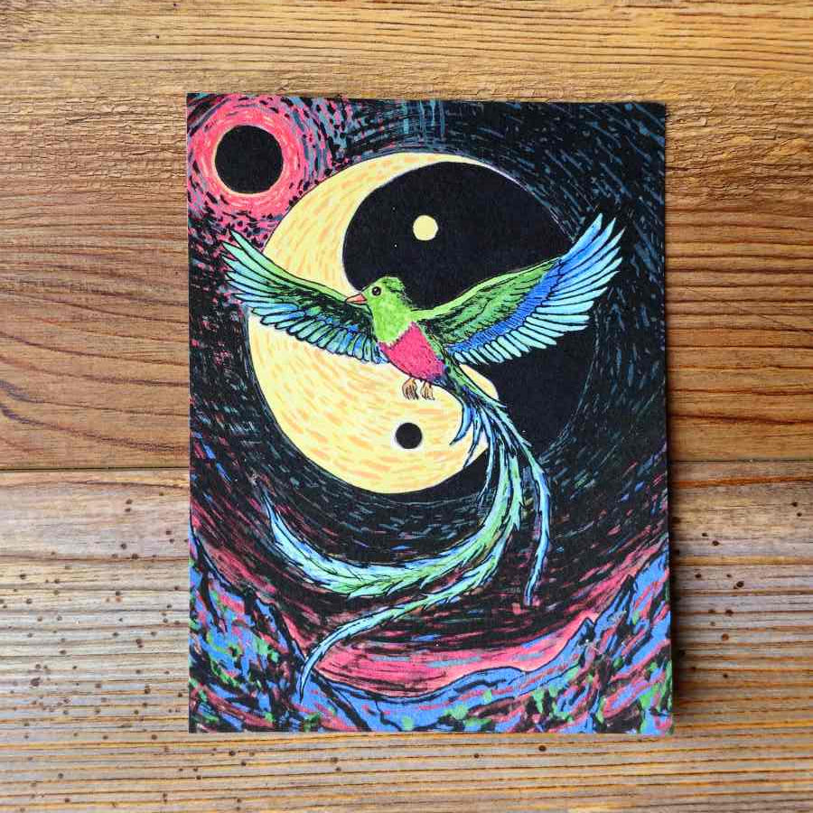 The Quetzal Handpainted Animal Alchemy Print By Jezzatron