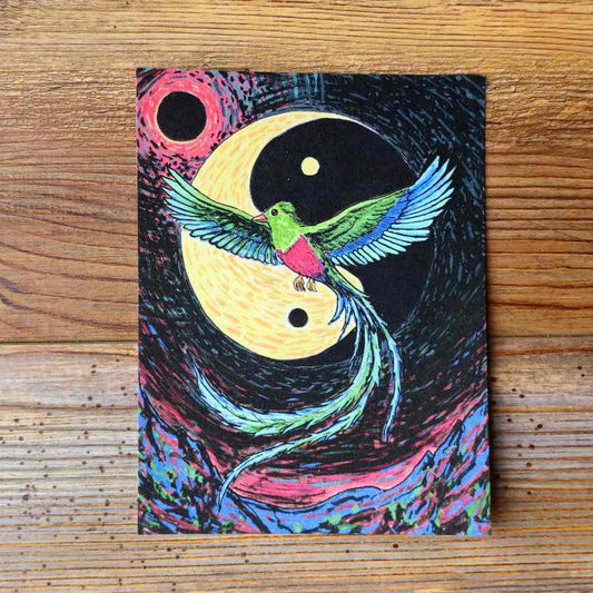 The Quetzal Handpainted Animal Alchemy Print By Jezzatron
