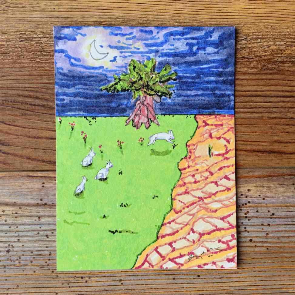 The Rabbit Handpainted Animal Alchemy Print By Jezzatron