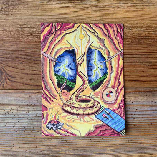 The Rattlesnake Handpainted Animal Alchemy Print By Jezzatron