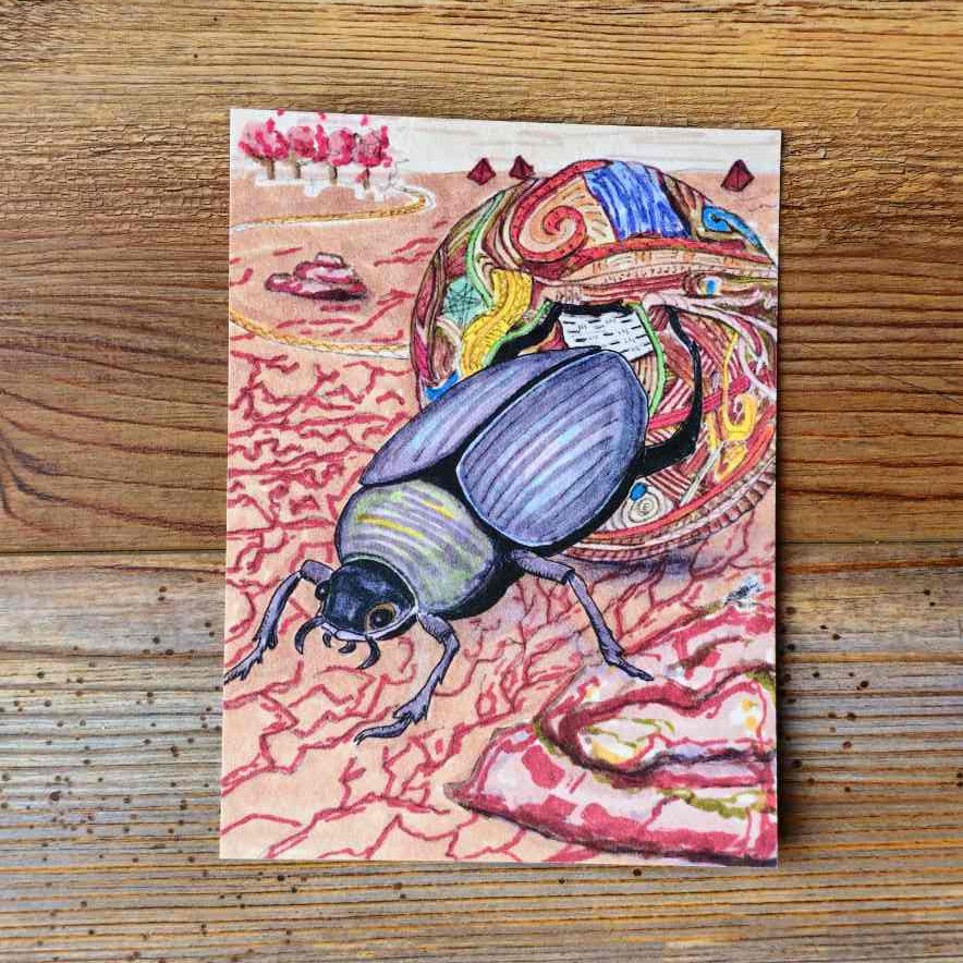 The Scarab Handpainted Animal Alchemy Print By Jezzatron