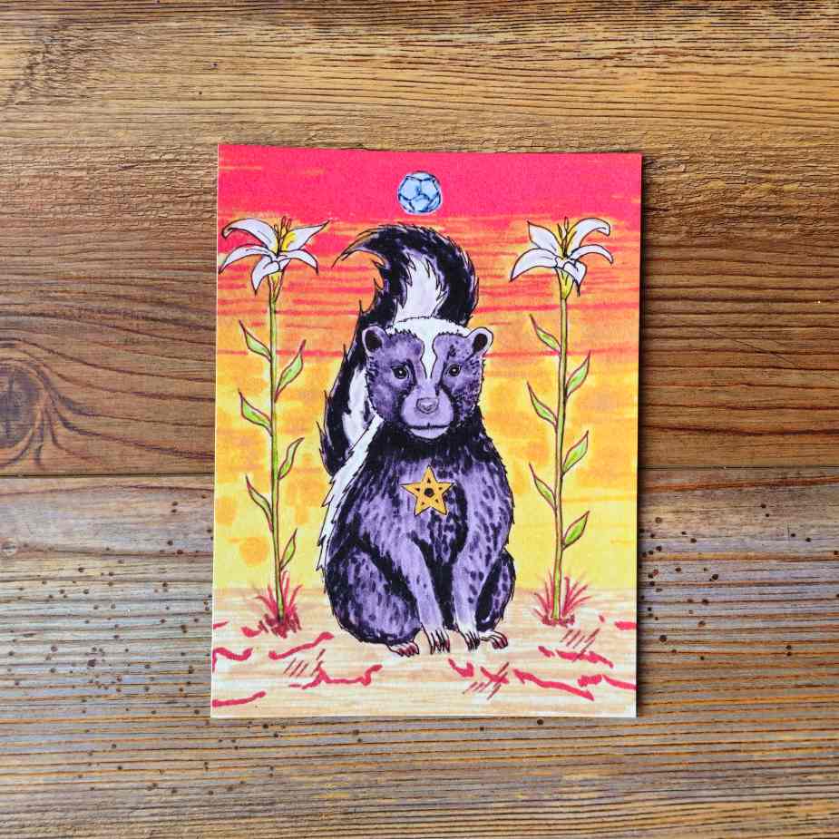 The Skunk Handpainted Animal Alchemy Print By Jezzatron