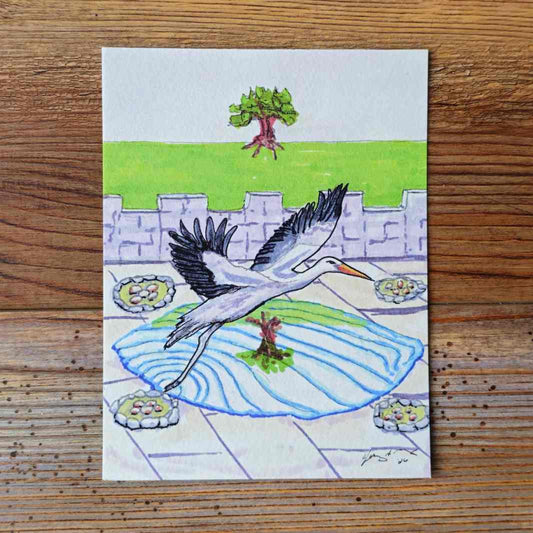 The Stork Handpainted Animal Alchemy Print By Jezzatron