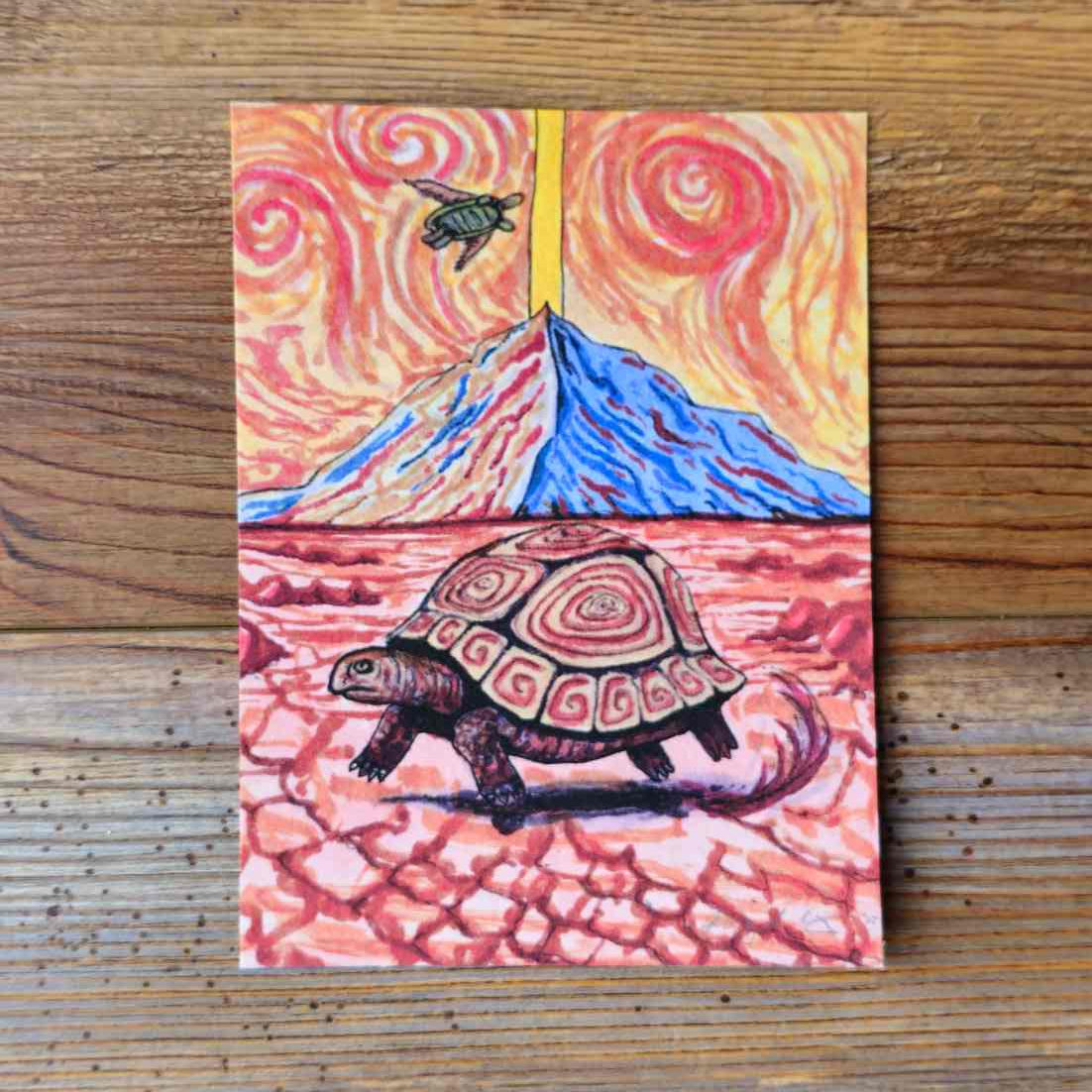 The Tortoise Handpainted Animal Alchemy Print By Jezzatron